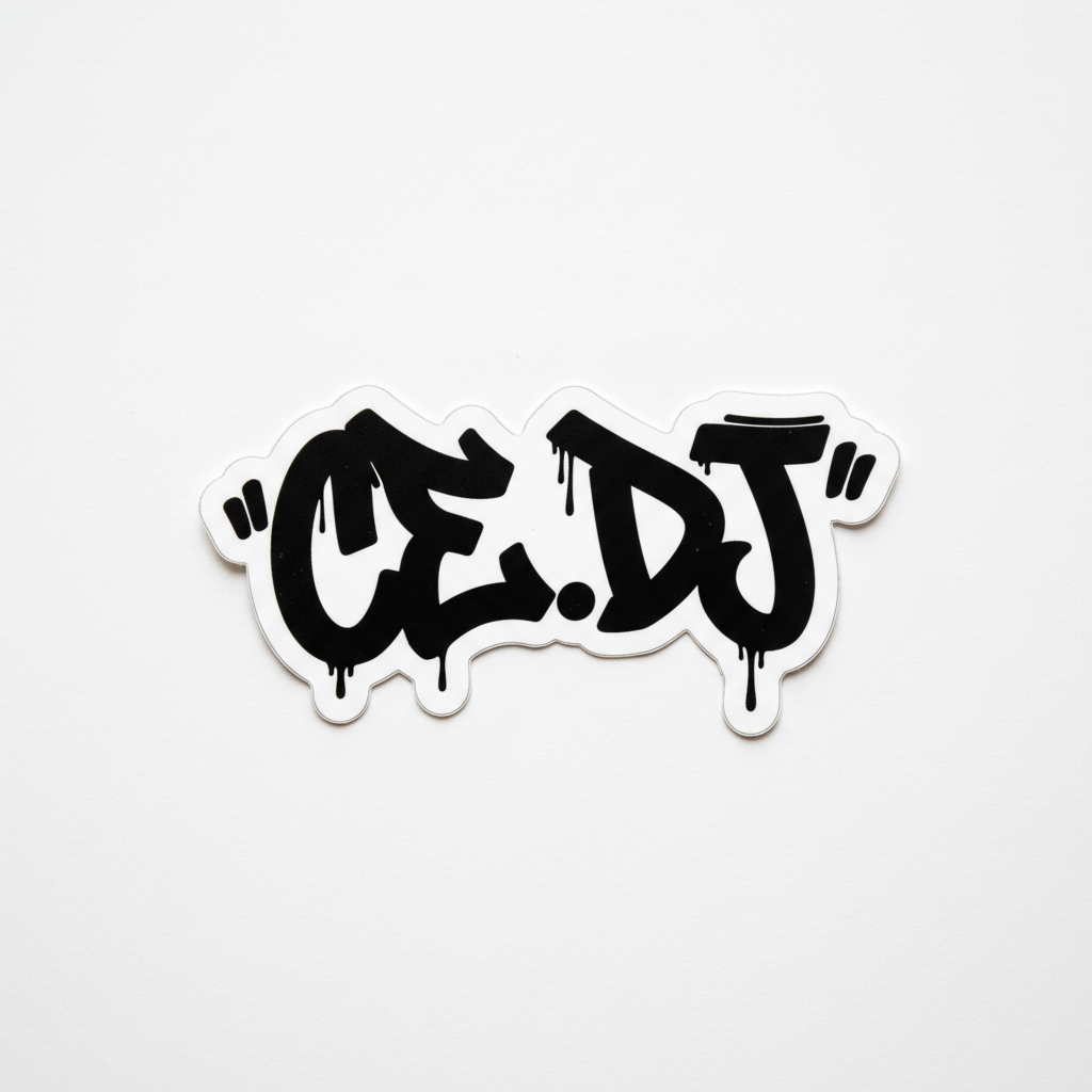 CE.DJ Sticker Black and White